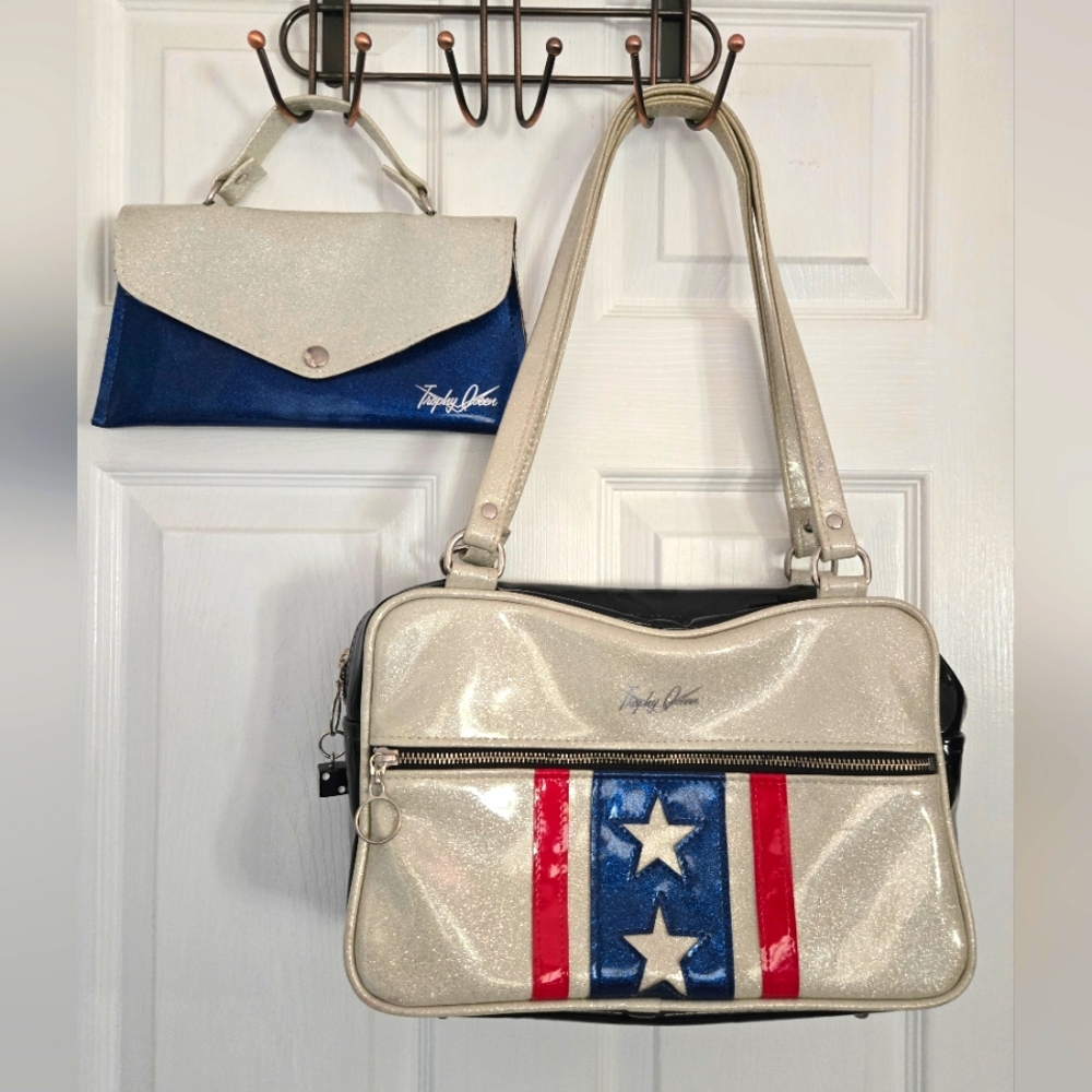 HTF Trophy Queen Evel Knievel Red White Blue Stars Rockabilly Kustom Kulture Bag